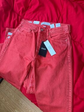 Calvin Klein Coral-Red High-Rise Jeans